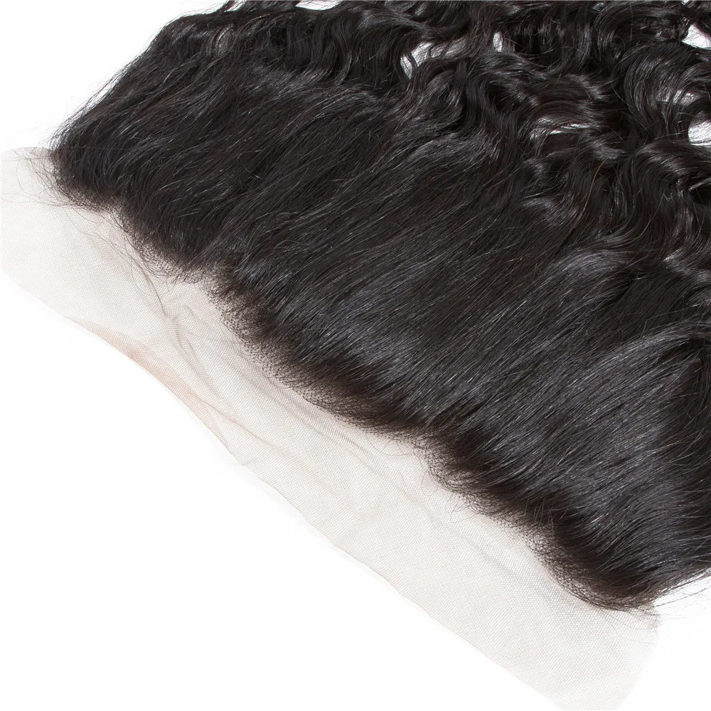 Water Wave Lace Frontal Human Hair 13x4 Lace Frontal Only 10"-22" Middle/Free/Three Part Human Hair With Natural Hairline