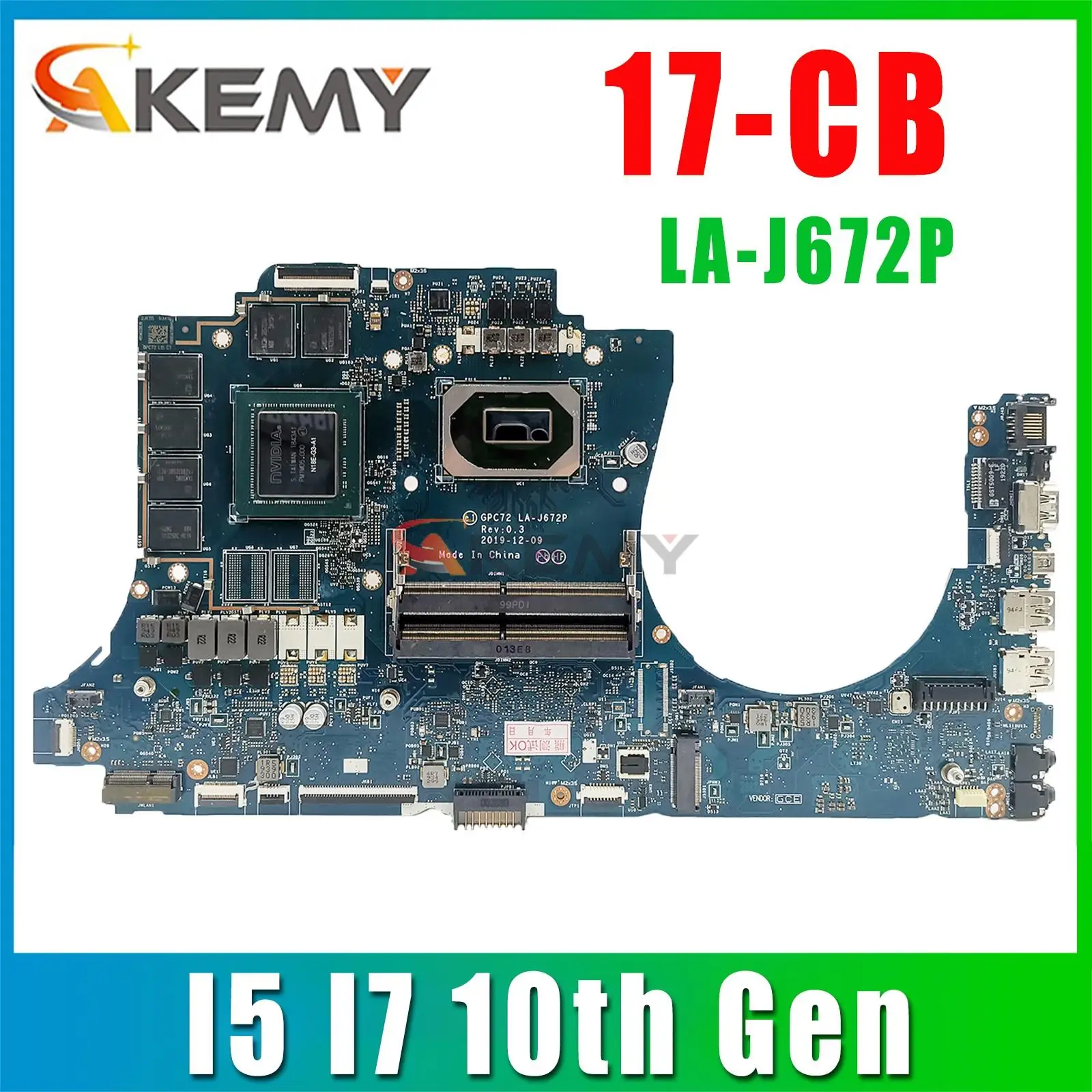 

M01207-601 M01207-001 M02065-601 GPC72 LA-J672P For HP Omen 17-CB 17-CB10055NG motherboard I5/I7 CPU RTX2060 6G GPU