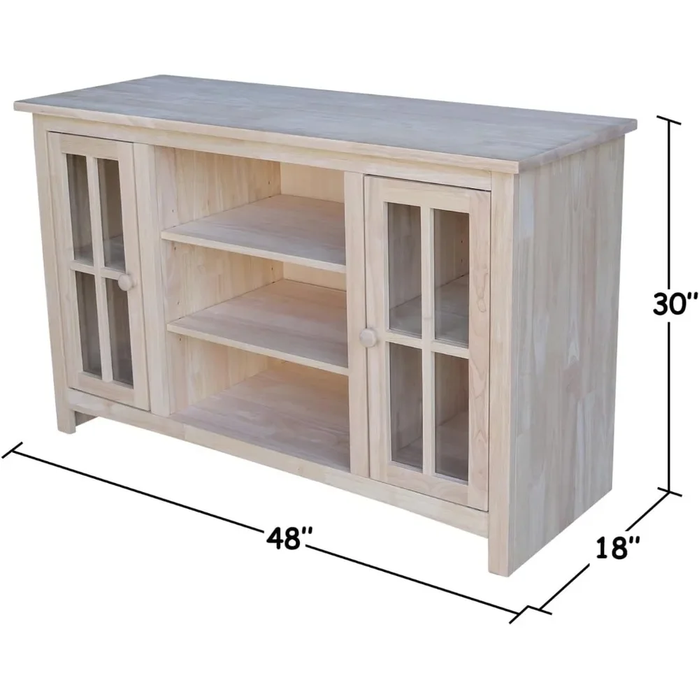 IC International Concepts International Concepts 2 Doors and Two Shelf Entertainment/TV Stand, Unfinished 2