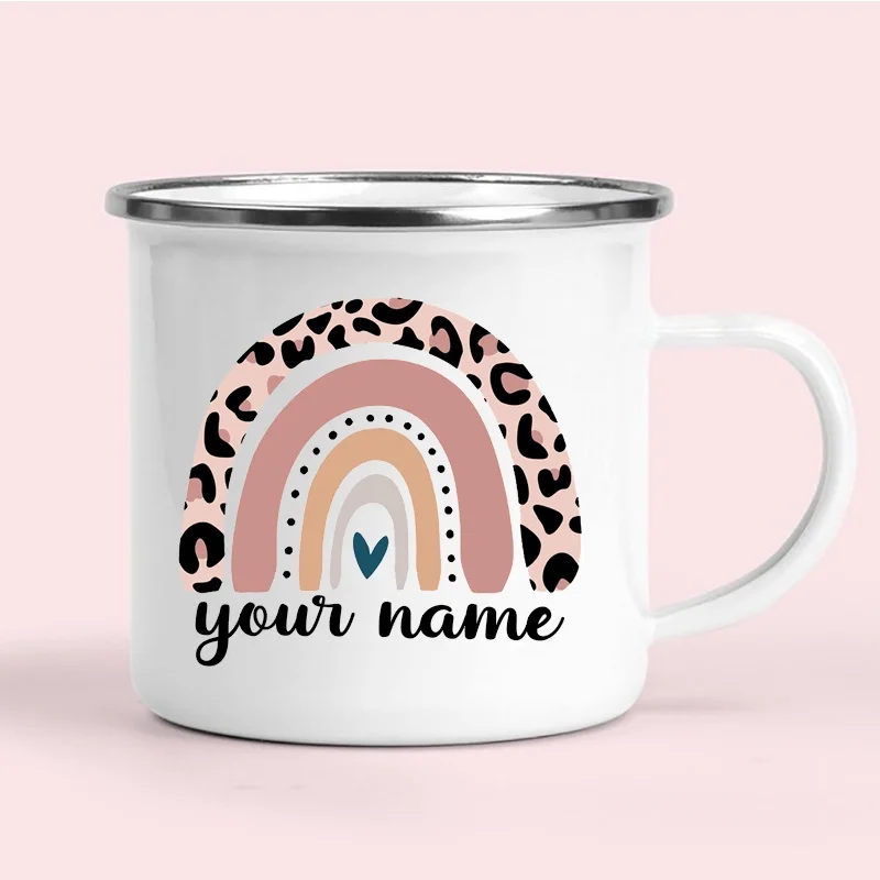 Rainbow Print Creative Coffee Mug Travel Tea Cup Milk Enamel Mugs Home  Personalized Gift Heatable Camping Cups Handle Drinkware - Mugs - AliExpress