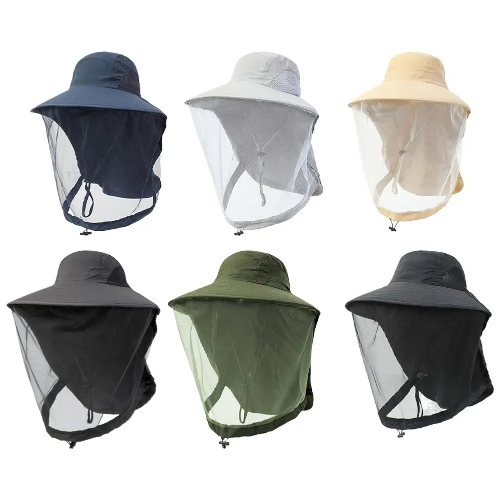 Summer Insect Proof Cap Mosquito Hat Unisex Face Neck Protection Bucket Hat Outdoor Fishing Jungle Farm Fishing Sun