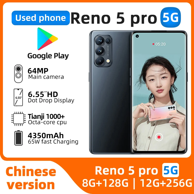 oppo Reno5 pro 5G أندرويد 6.55 بوصة 12 جيجابايت را...