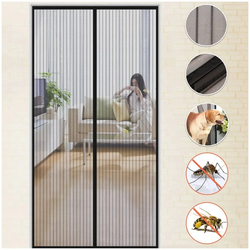 

New No Punching Magnetic Screen Door Curtain Anti Mosquito Insect Fly Bug Automatic Closing Household Ventilation Door Curtain