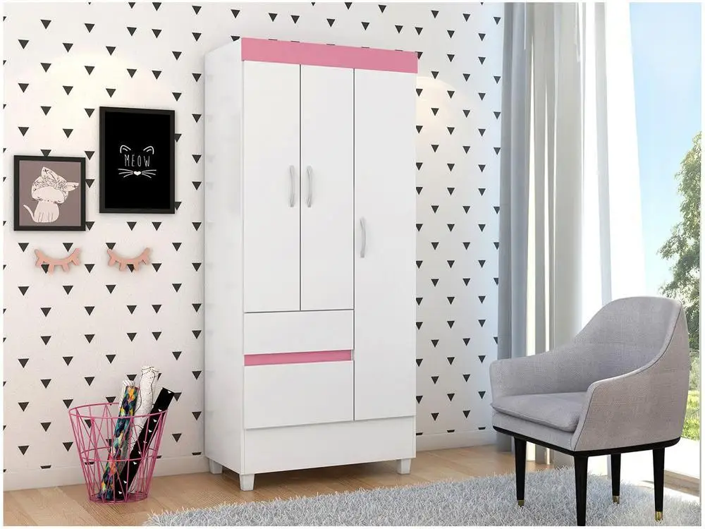 Guarda-roupa Solteiro 3 Portas 2 Gavetas Demóbile Wind 3