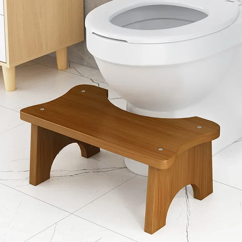 Toilet Squatly Foot Stool Adults Anti-slip Foot Seat Rest Helper Training Stand Bamboo Step Stool for Bathroom Kitchen