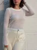 Thin Hollow Out Knit Sweater Women Spring Summer Slim White Long Sleeve Transparent Knit Short Tops Black Women's Pullovers 3