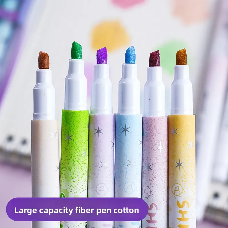 Vibrant Glitter Fluorescent Marker Set