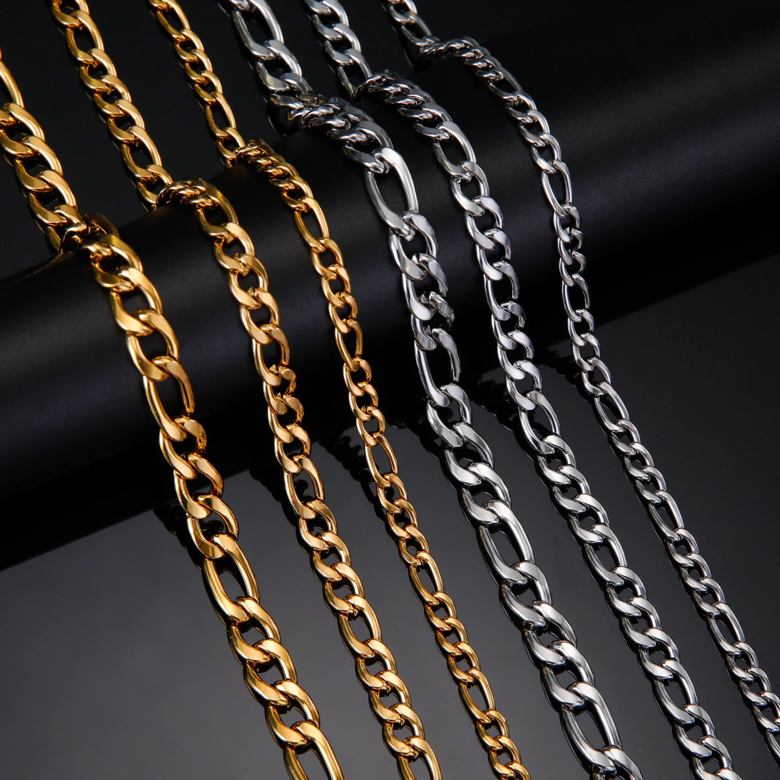 NKlaus Collana 65cm Collana da donna con catena a cordoncino Figaro in argento 925 con diamanti di 1,6mm di larghezza 6836