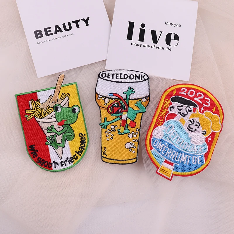 2-4Pcs Set Oeteldonk Emblem Patch Carnival For Netherland Iron On Patches For Clothing Jackets Oeteldonk Emblem Patches Decor