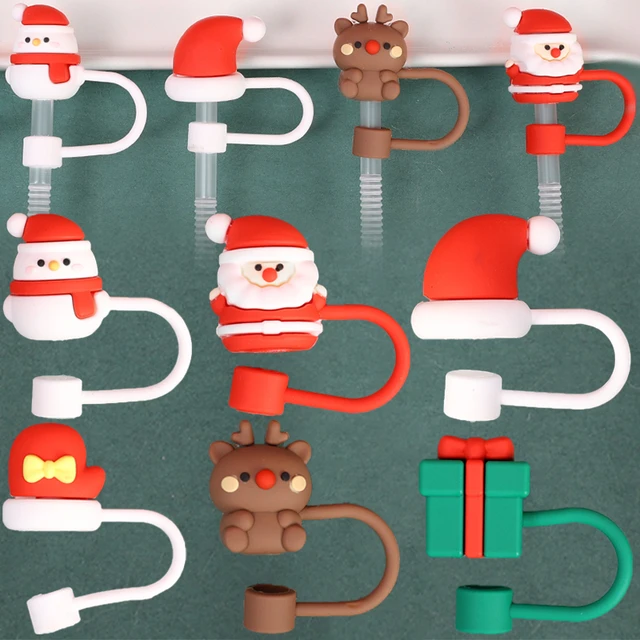 1PC Christmas Straw Cover Silicone Tips Drinking Dust Cap Santa Snowman  Straw Stopper Reusable Christmas Party Straw Decoration - AliExpress