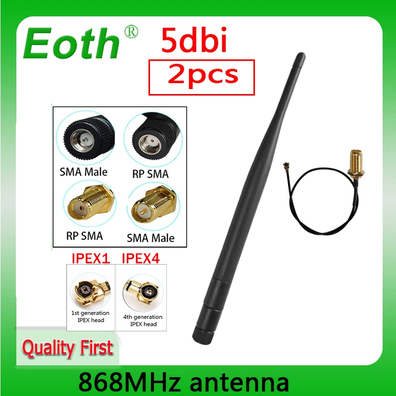 EOTH 868MHz 915MHz lora antenna 5dbi RP-SMA Connector GSM antena straight 21cm SMA Male IPEX 1 4 MHF4 /u.FL Pigtail Cable