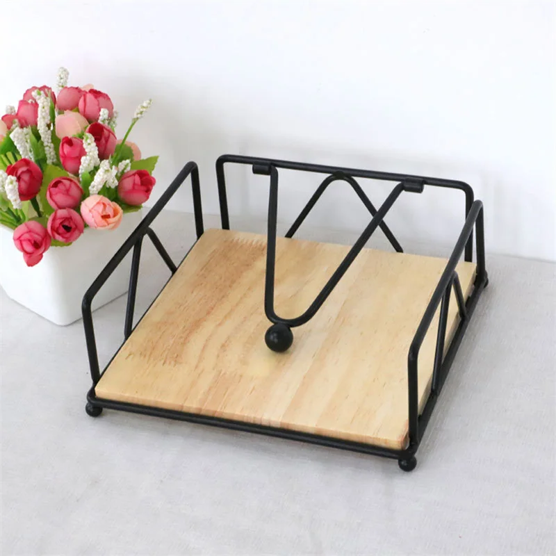 

Flat Napkin Holder Metal Kitchen Napkin Holder With Weighted Tension Arm Rustic Tissue Paper Dispenser For Countertop Table