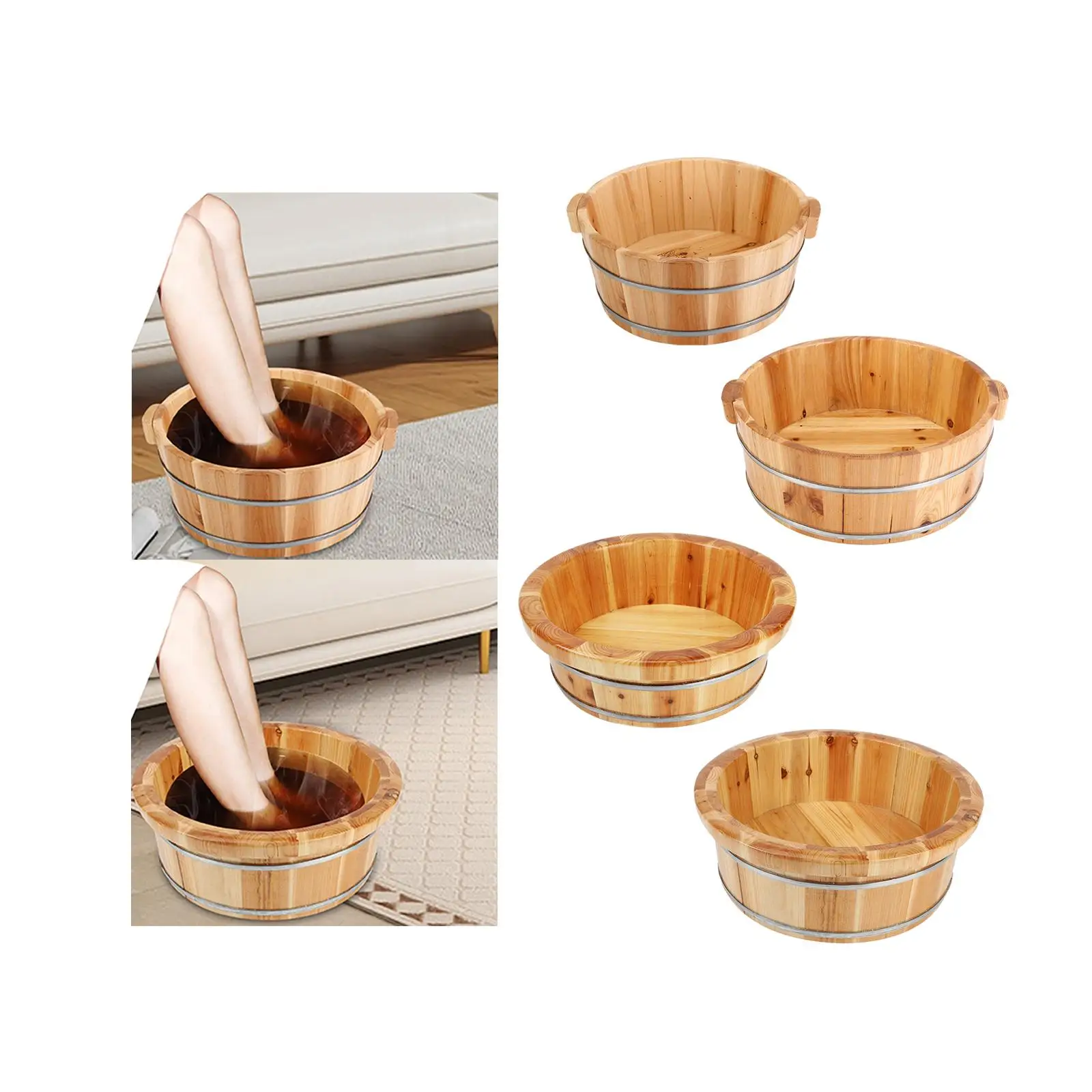 Wood Footbath Basin Foot Soaking Bath Basin Foot Bath Basin Foot Bucket Footbathing Home Supplie Sooth Surface Foot Soaking Tub