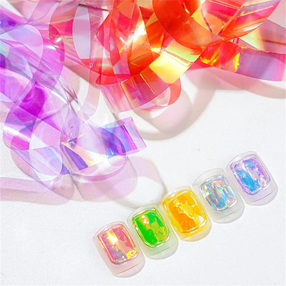 Scatola Aurora Candy Glass Paper Nail Enhancement Starry Sky Paper Ice Cellophane Manicure Design Nail Art Strass