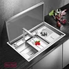 ASRAS Hidden kitchen Sink Single Flip Cover Hidden Large Size 304 Stainless Steel 4mm Thickness Handmade Brushed kitchen Sink 2