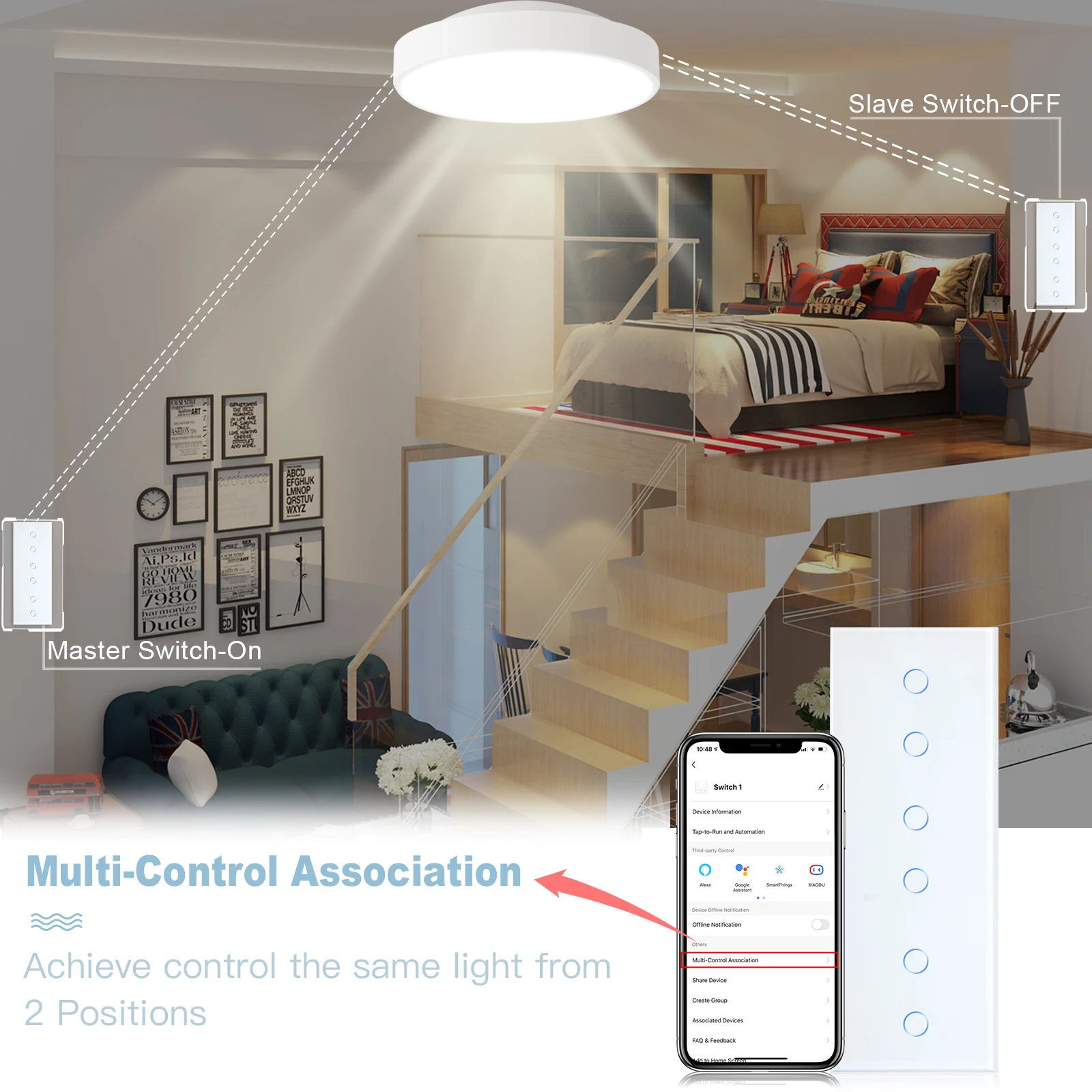 BSEED Light Wall Switch Wifi Glass Switches 6Gang 1/2/3/4Way Touch Switch Blue Backlight Waterproof Smart Life Tuya APP
