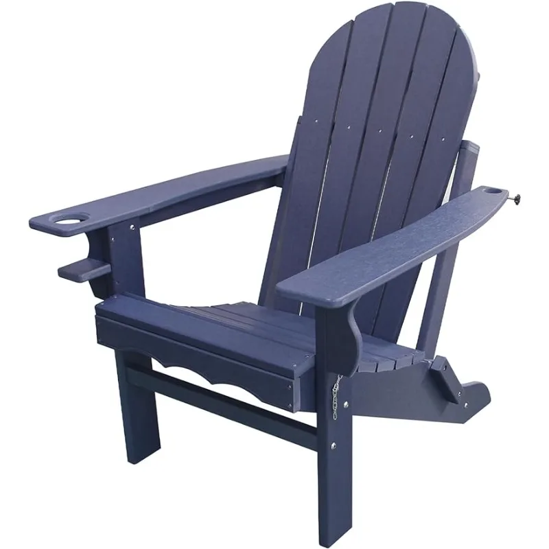 

CLOUDEEP Folding Adirondack Chairs with Cup Holder and Umbrella Holder- Weather Resistant Outdoor Furniture for Patio, Lawn