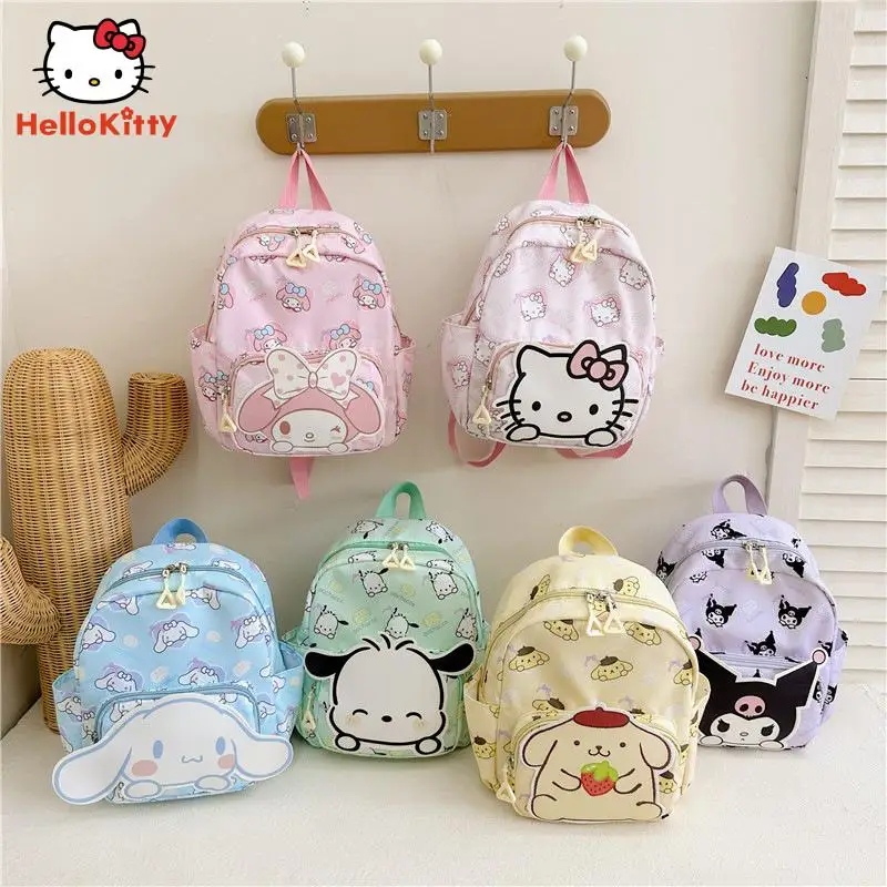

Kawaii Sanrio Hello Kitty Children Backpack Anime Kuromi Cinnamoroll Cartoon High-Capacity Backpack Cute Plush Doll Outing Bag
