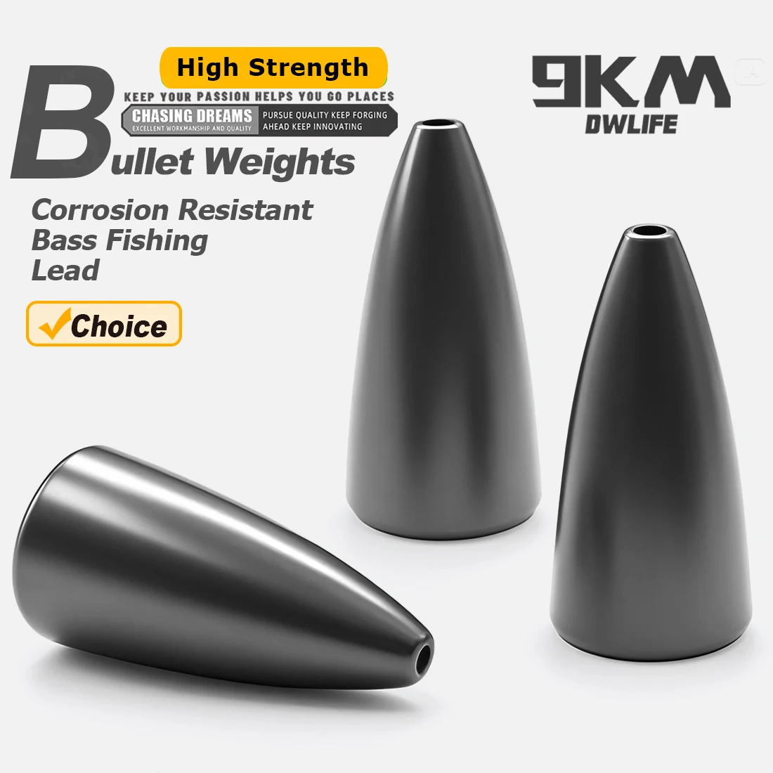 9KM 10Pcs Bullet Gewichte Bass Fishing Sinkers Gewichte Texas Rig Salzwasser Angeln Wurm Gewichte Süßwasser