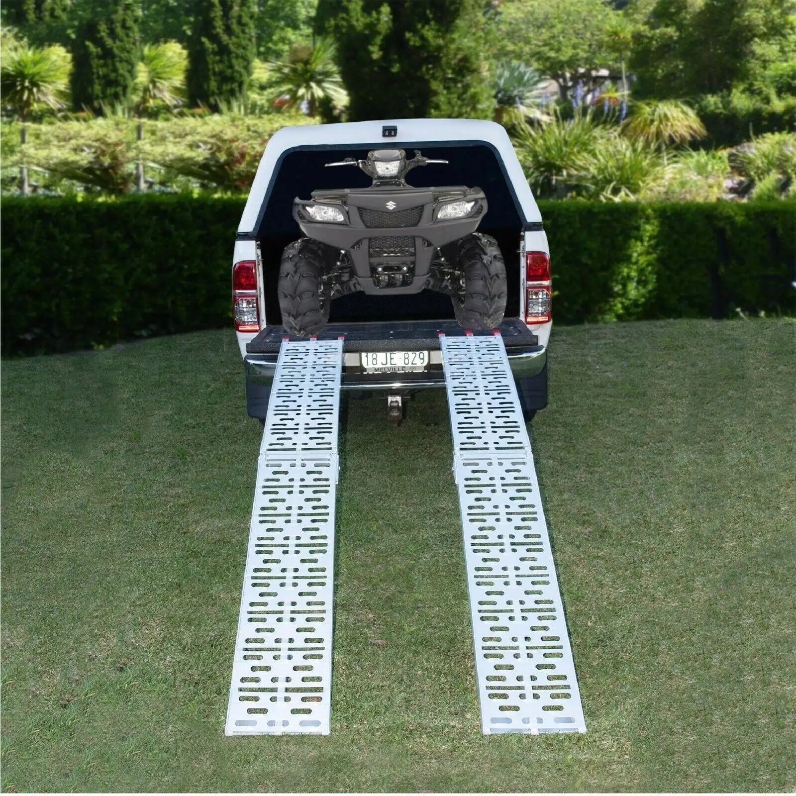 D2U Aluminum Folding Loading Ramps, 680kg Capacity-Heavy-Duty for atvs , Motorcycles, Ride-On Lawnmowers-Foldable Design,