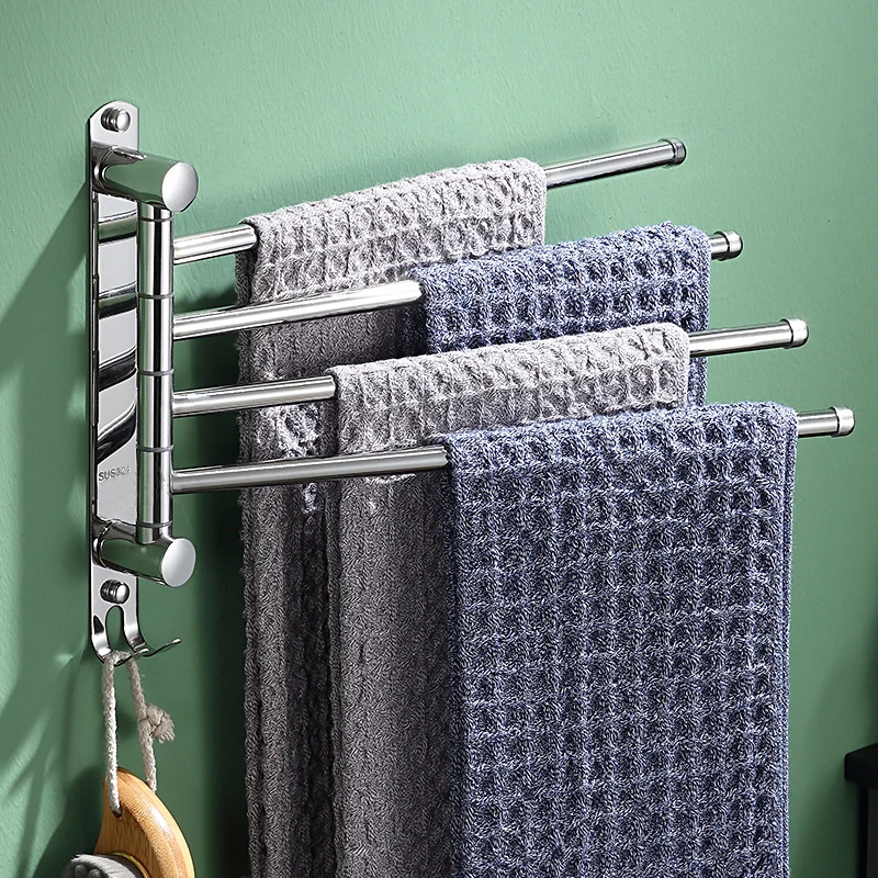Stainless Steel Swivel Towel Holder 180 Degree 4/6 Arms Rotation Rack Wall Mounted for Bathroom Accessories towel rack,towel holder