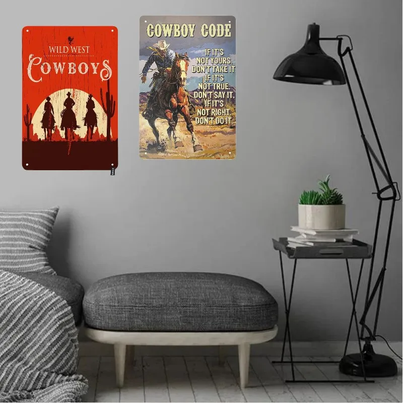ビンテージ カウボーイ 鉄製 看板 ディスプレイ Cowboy Amazon.com: Fcimu 6 Pieces Rustic Western Cowboy Tin Wall