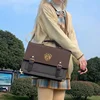 Women New Versatile Temperament Large Capacity Design Sense Solid Color Double Shoulder Crossbody College Vintage Cambridge Bags
