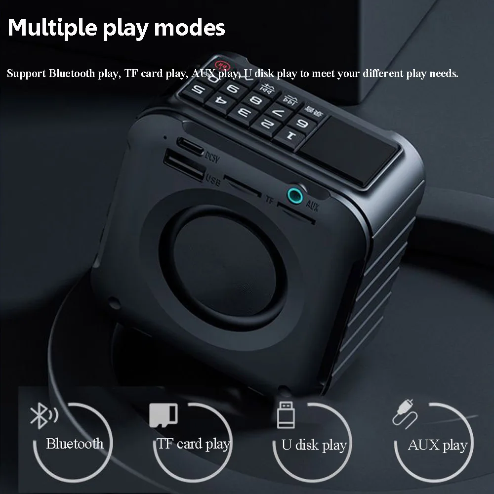 Mini Pocket Bluetooth Speaker Outdoor 8W High Power Soundbar Wireless  MP3 Music Player Recorder Support U Disk Dual TF Card