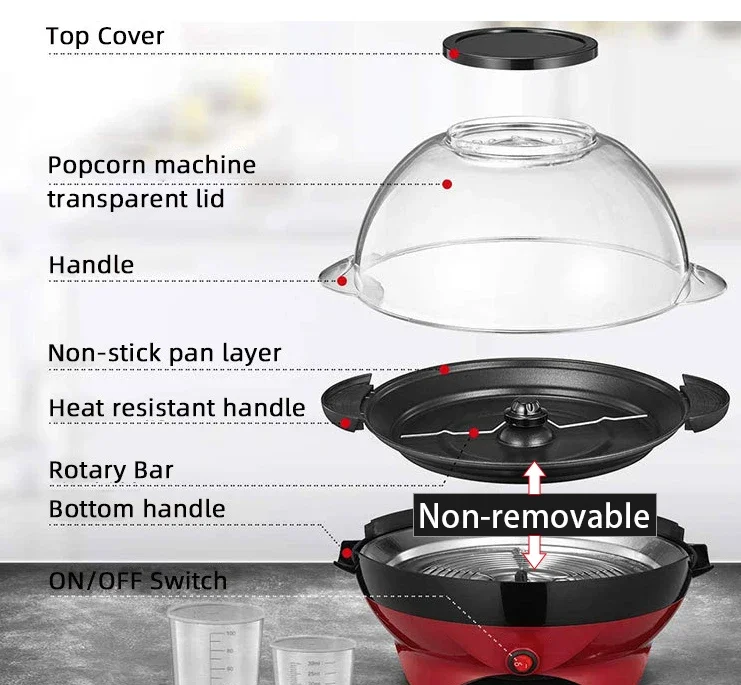 Household 850W electric popcorn machine automatic hot Pipoqueir machine Home-made Diy Popcorn Movie Snack Sonifer Popper 6
