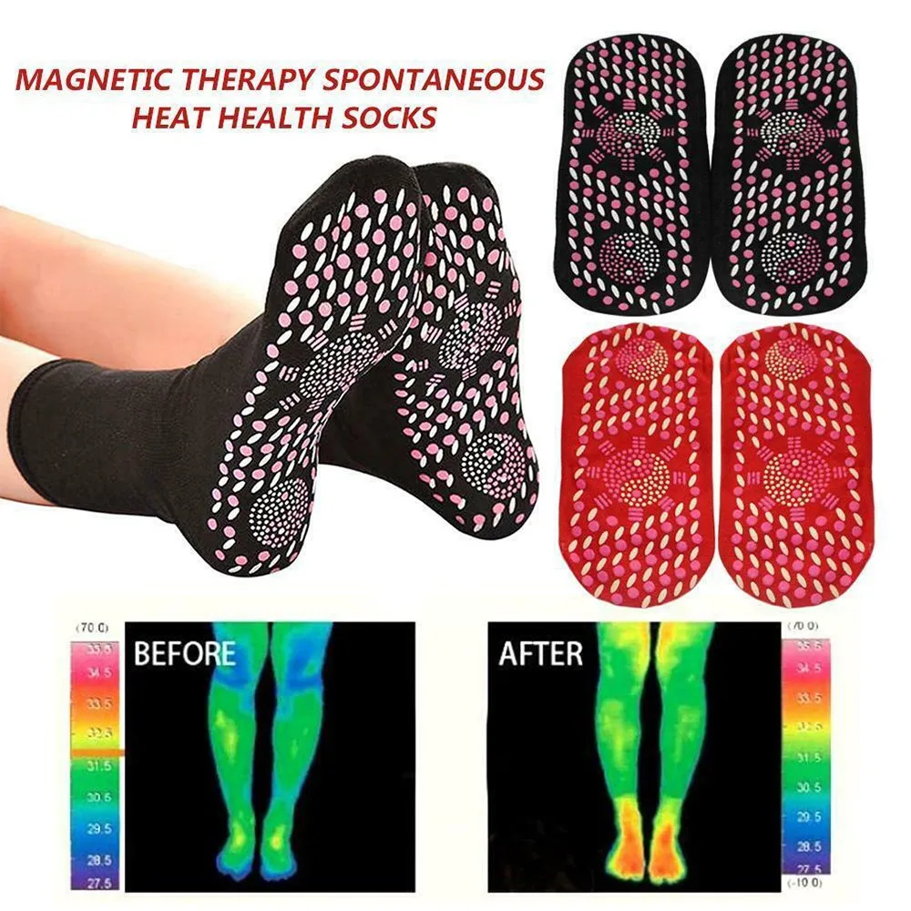 

2PCS/PAIR Tourmaline Magnetic Sock Self-Heating Therapy Magnet Socks Unisex Warm Polyester Cotton Static Foot Massage