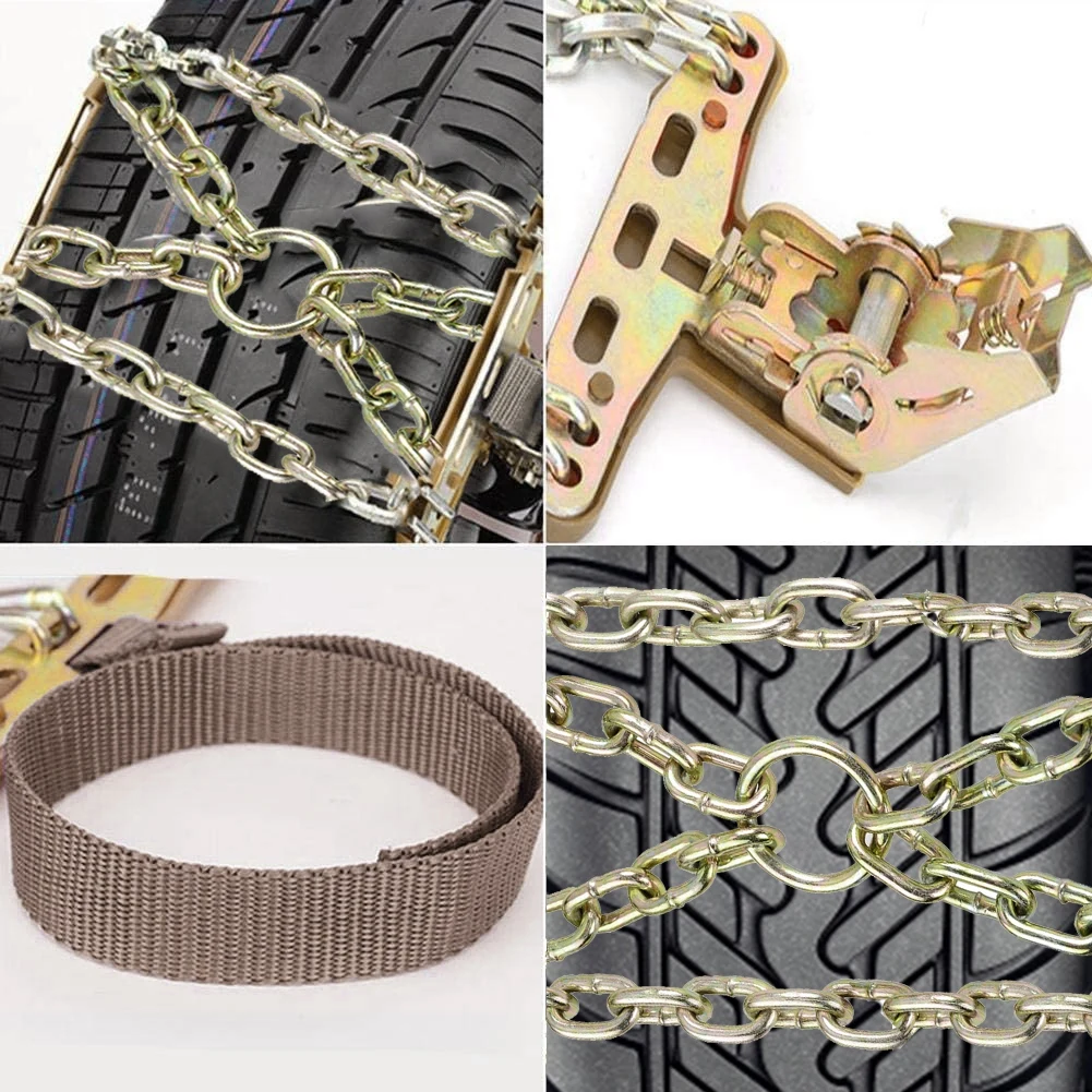 8PCS Anti-Skid Metal Car Tyre Chains Suitable for Tire Width 165-215mmm, Snow Mud Sand Wheel Chains