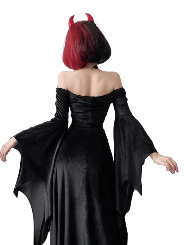sachin and babi light blue dress Dresses | Spirit Halloween Spider Goth Witch Elegant Black Velvet Dress S