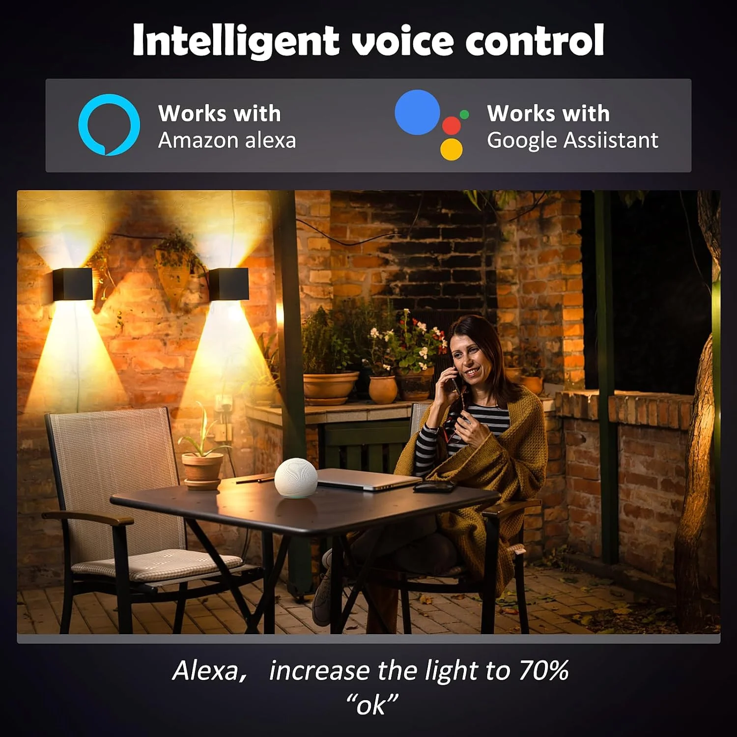 스마트 WiFi LED 벽 램프 실내 실외 Alexa 원격 제어 조정 가능한 빔 각도 RGBCW 벽 조명 집에 적합