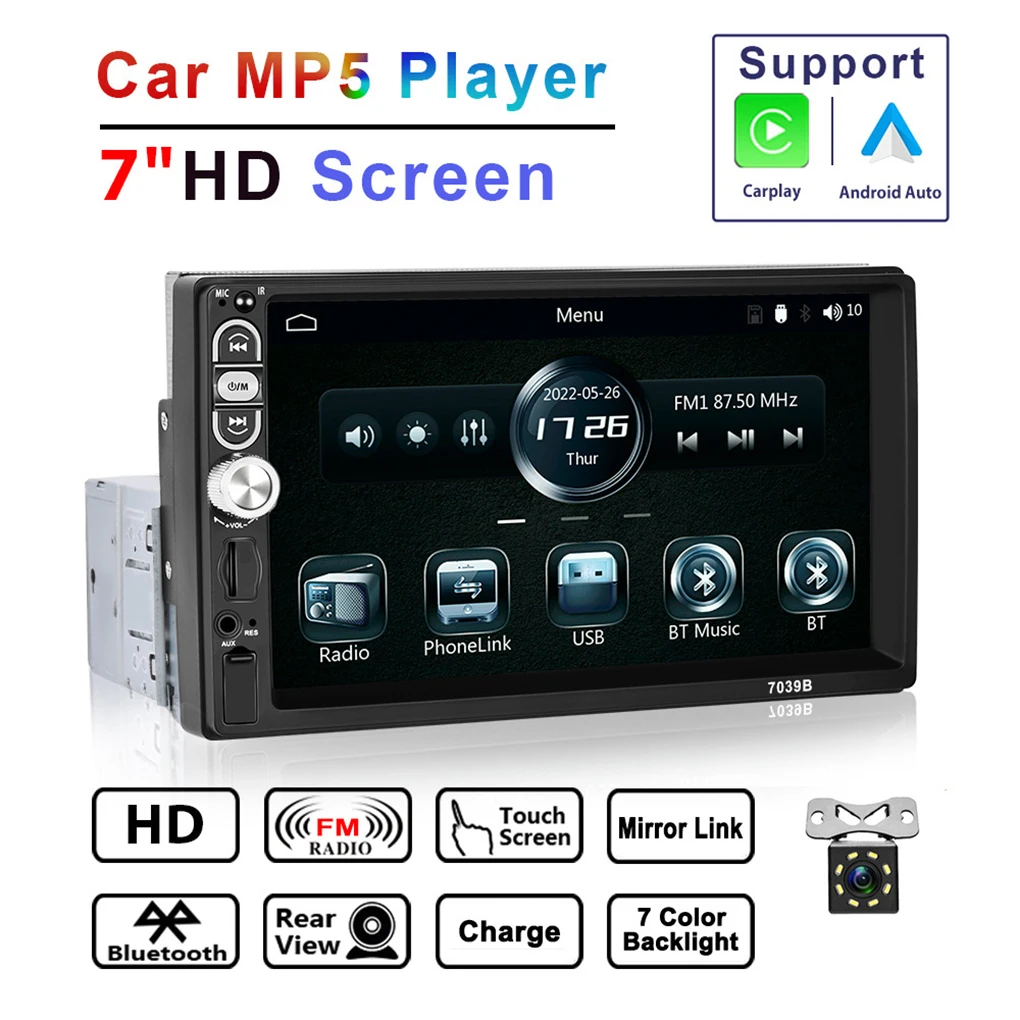 

Single Din Automotive MP5 Player Portable Detachable Bluetooth-compatible 4 0 Music Playing Radio Accessories Backlight