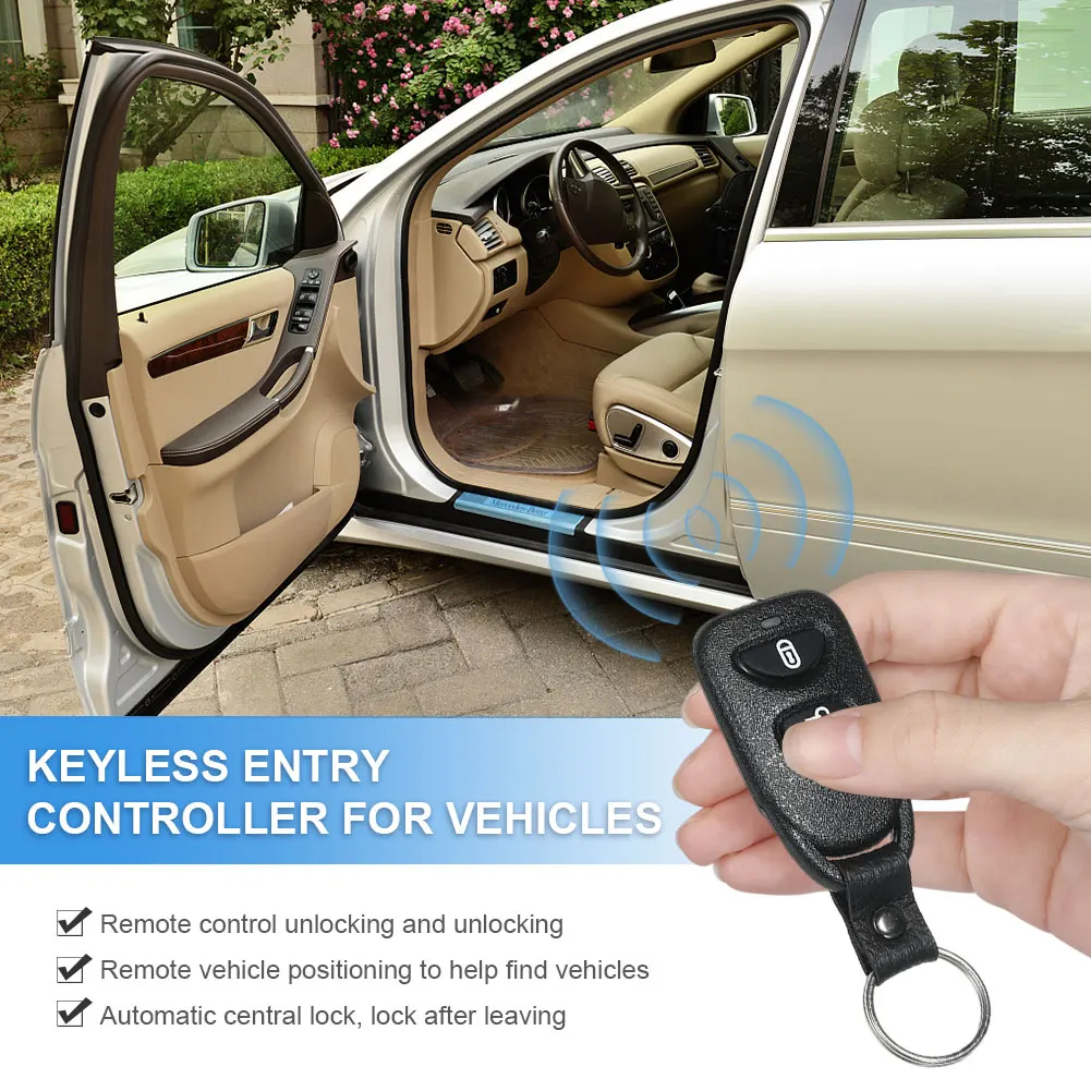 12V Auto Locking Security Keyless Entry Kit Universal Vehicle Door Lock Anti-Theft System Portable Auto Remote Central Kit