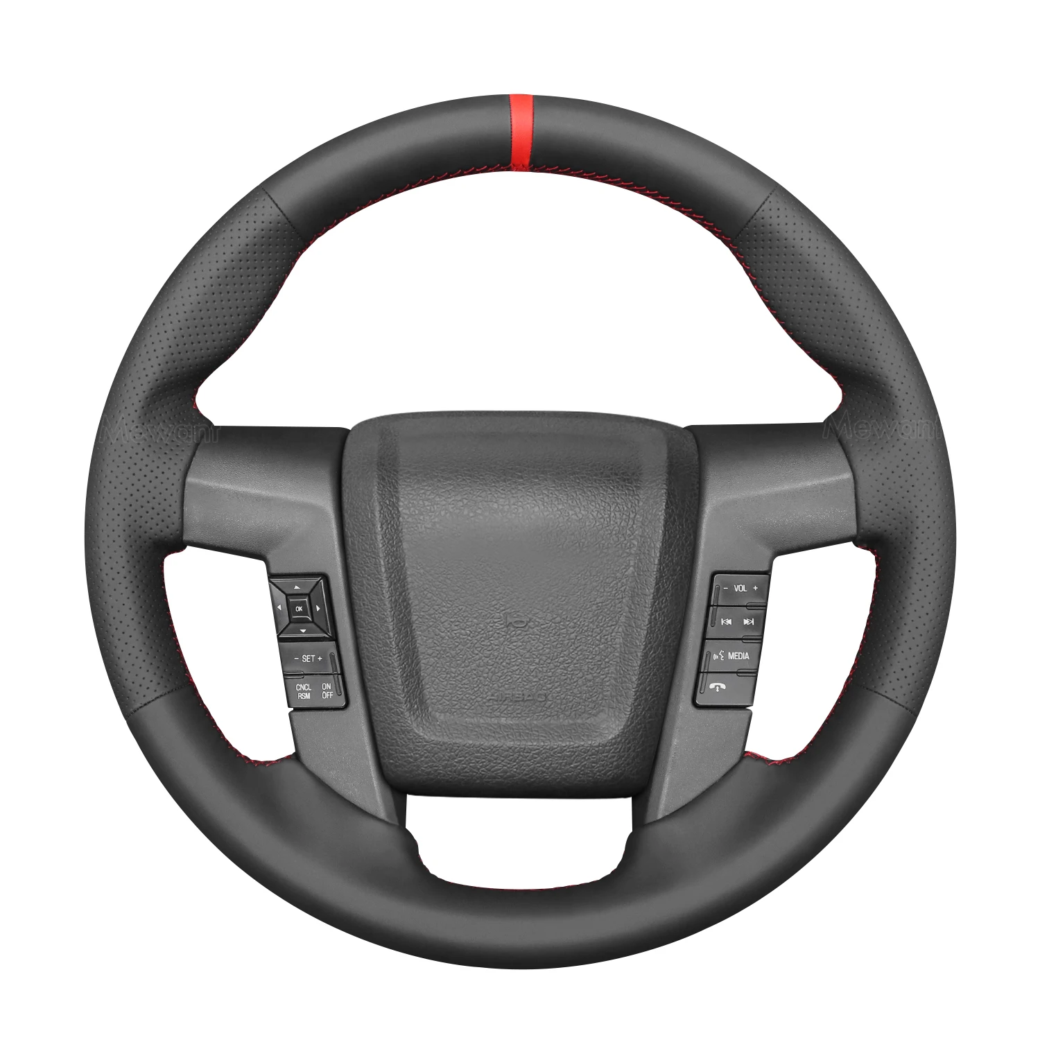 

MEWANT Black Genuine Leather Car Steering Wheel Cover for Ford F-150 F150 Raptor 2010-2014