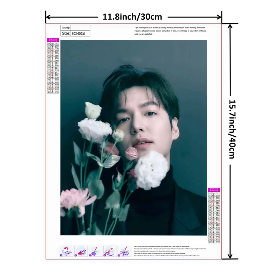 Diamond Painting 5D Lee Min Ho Korean Actor Famous Drama Star Portrait Crystal Cross Stitch Mosaic Home Decor Gift