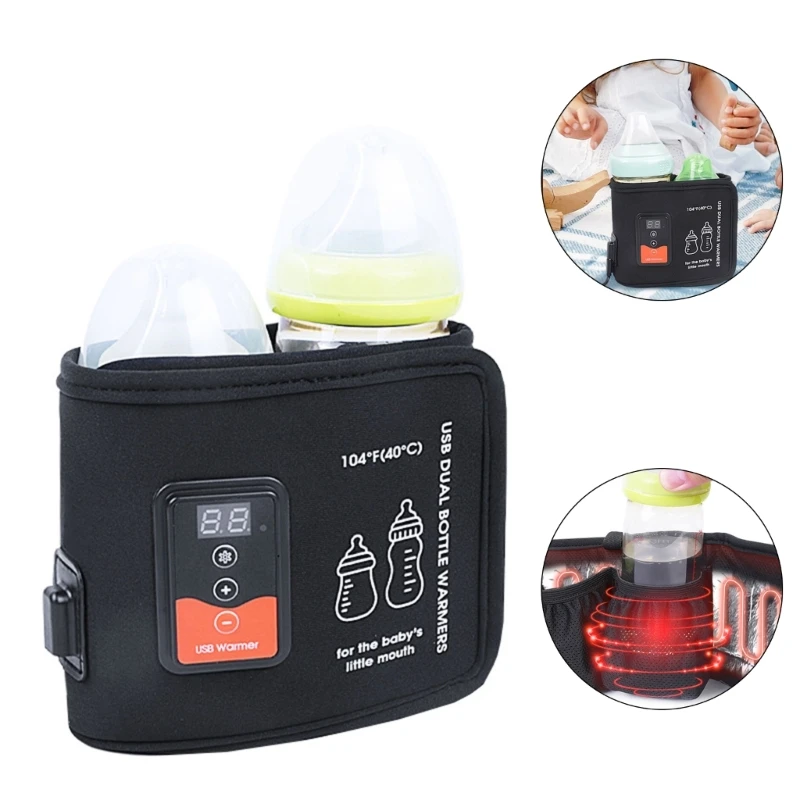 

B2EB Intelligent Adjustable Warm Milk Dispenser Usb Double Bottle Insulation Sleeve