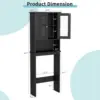 Over The Toilet Storage Cabinet, Bathroom Shelf Organizer with Anti-Tip Device Small Freestanding Space Saver, Black 2