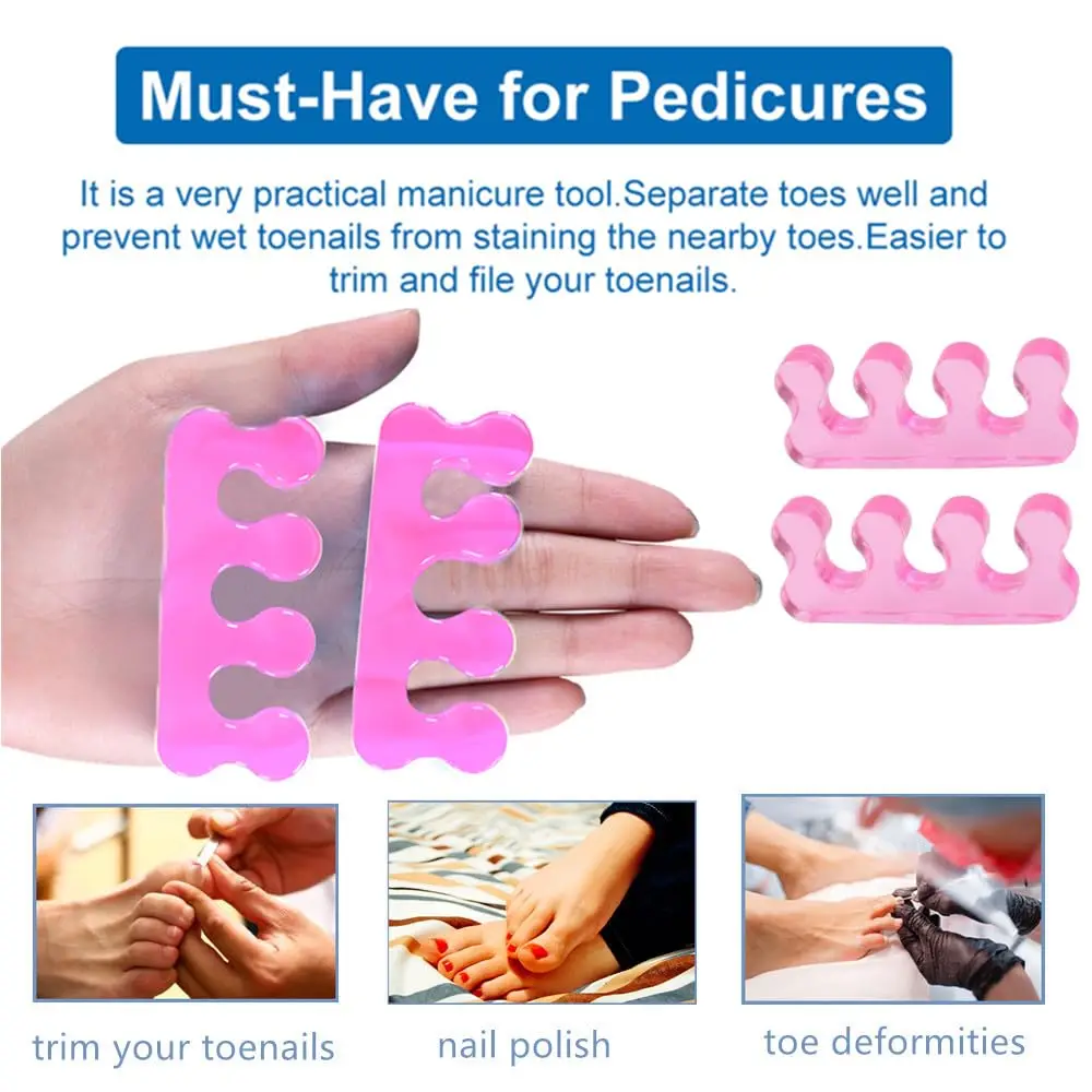 Toe Separators Bunion & Nail Polish Pedicure Toe Spacers & Toenail Dividers Soft Gel Pedicure Kit 4pcs Two Pairs