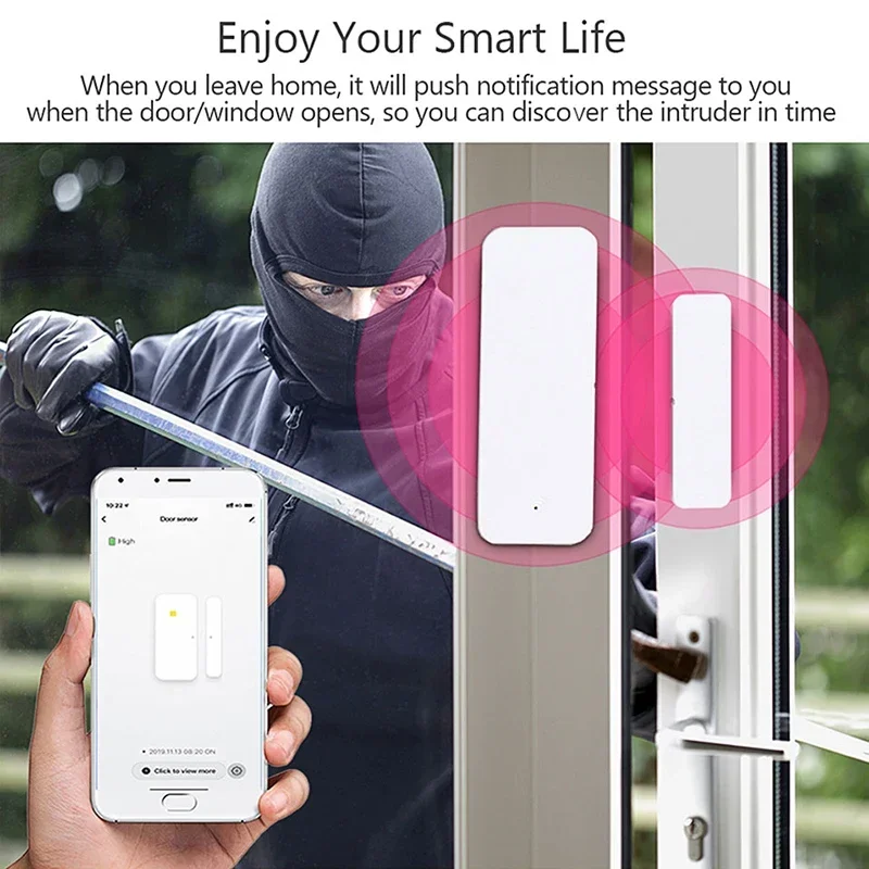 Tuya Zigbee WiFi Door Window Sensor Contact Sensor Smart Home APP Remote Control Compatible Alexa Google Assistant