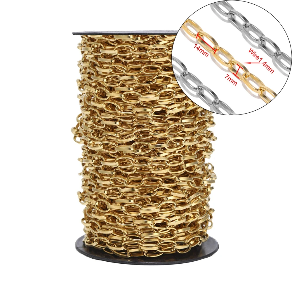 1MeterStainlessSteel7mmGoldPlatedOLinkChainHandmadeDIYMen