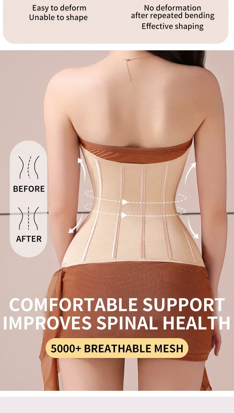 MiiOW U-förmiges Taillentrainer-Korsett für Damen, geknöpfte Shaper, Bruststraffung, Taillentrainer, Stahlknochen, schlankmachende Damen-Shapewear – Detail 10