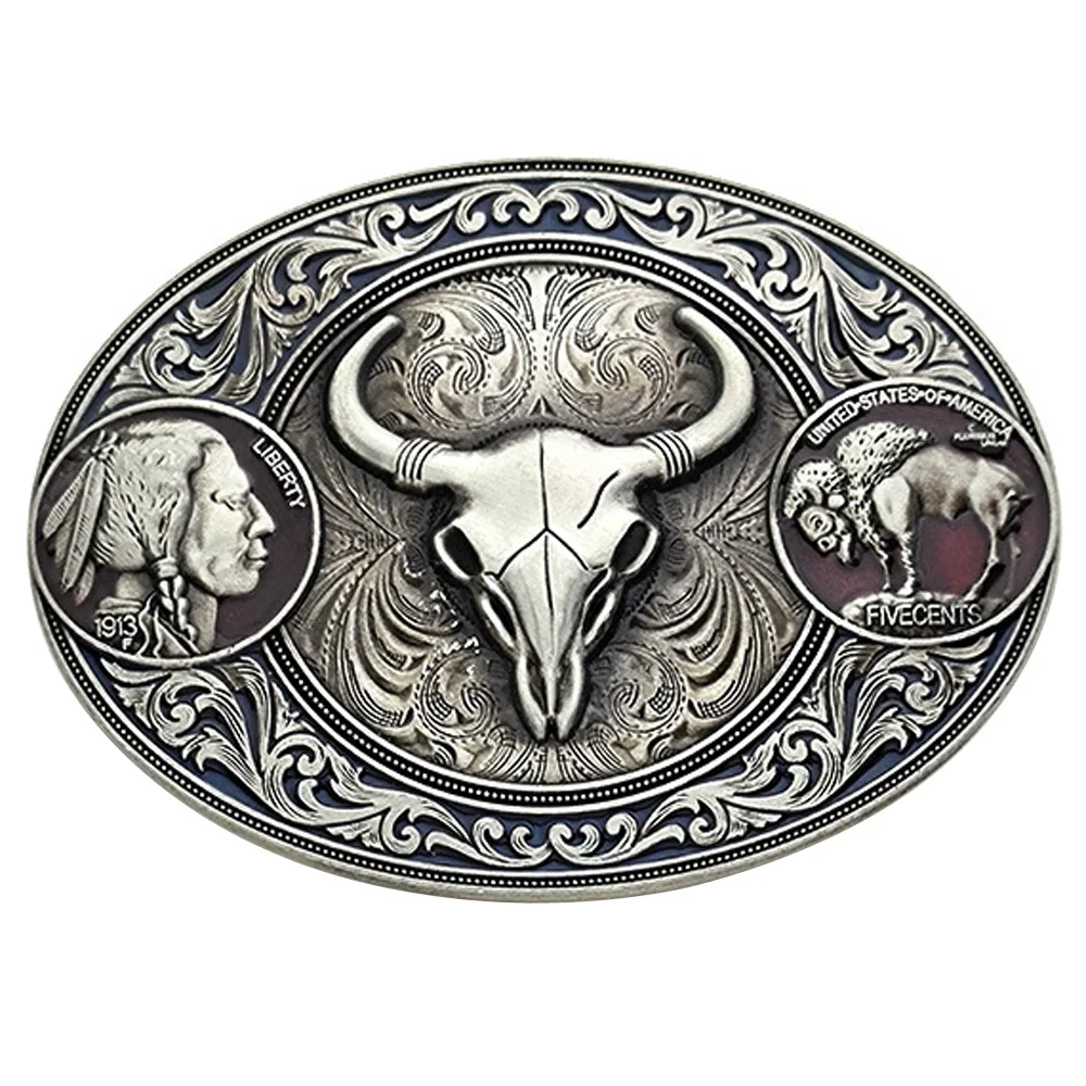 

Cheapify Dropshipping Western Cowboy Rodeo Freedom Belt Buckle for Men Retro Skull Cow Carved Designs Hebillas Para Cinturón