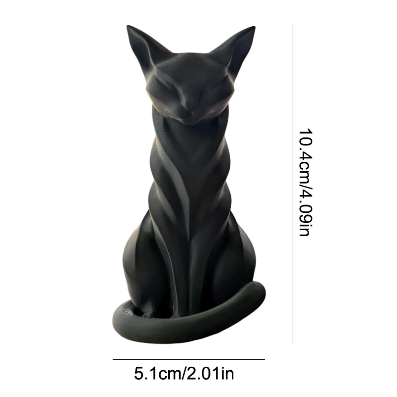 1pc Elegant Cat Sculpture With Stripes Cat Figurine Indoor/Outdoor Home Decor Charming Cat Statue Desks Bookshelves Ornament