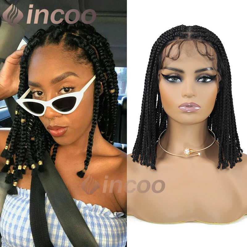 

Incoo Synthetic Box Braid Dreadlock Short Bob Wig Full Lace Heat Resistant Crochet Braid Wig 10 Inch Knotless Cornrow Braids Wig