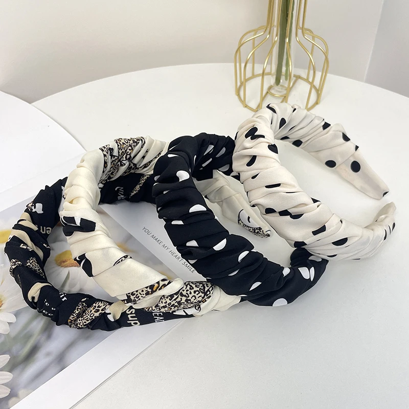 

Fabric Polka Dot Winding Wide-brimmed Headband Fashion Hair Accessories Trend For Women Trend Simple Hairband Hair Band Girl New
