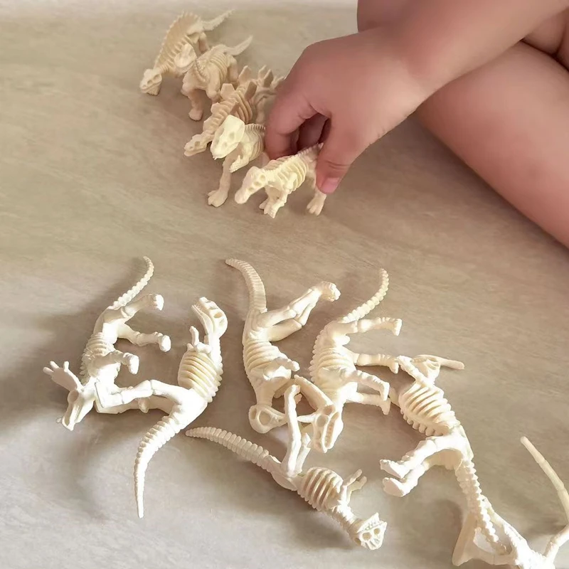 12pcs/set Jurassic Dinosaurs Skeleton Model Archaeology Tyrannosaurus Pterosaur Home Decor Toys For Children Christmas Gifts