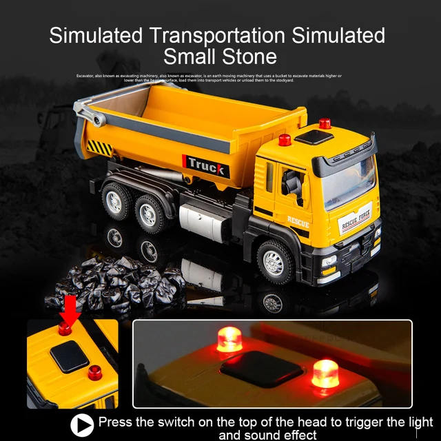 1/32 Scale Toy Car Model Engineering Dump Truck Alloy Diecast Sound Light Pull Back Tipping Bucket Tipcart Vehicle For Boys Gift 5