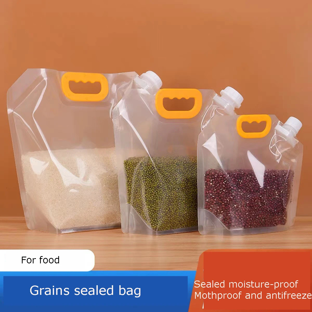 

Grains Storage Packaging Bag Cereals Moisture Insect Proof Sealed Bag Thickened Portable Food Rice Bean Container Nozzle Bag